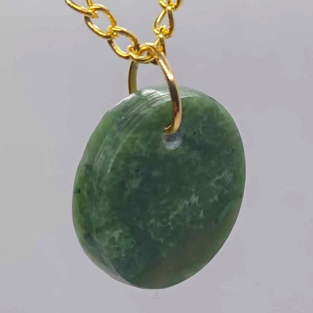 Small BC Nephrite Jade Circle Necklace
